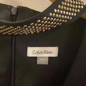 Black Calvin Klein interview dress